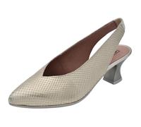 PITILLOS - Zapato clásico,salón Destalonado con Puntera Fina,tacón Ancho,Piel,con Suela de Goma, para: Mujer Color: Oro Talla:37