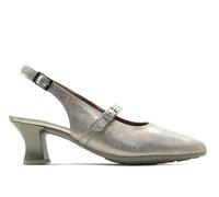 PITILLOS - Zapato de Piel con tacón,Destalonado,Hebilla en el Tobillo,clásico,Liso,salón,Punta Fina,Brillo para: Mujer Color: Oro Talla:39