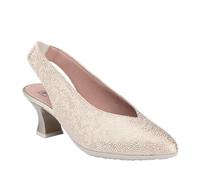 PITILLOS - Zapato de Piel con tacón Medio,Destalonado,elástico en el Tobillo,clásico,salón,Punta Fina, para: Mujer Color: Oro Talla:40