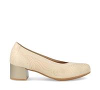 PITILLOS - Zapato de salón,tacón bajo de 5cm,de Piel,Suela de Goma,Planta de Gel,Goma en el Borde,Escotado, para: Mujer Color: Oro Talla:37