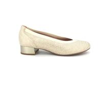 PITILLOS - Zapato de tacón Cuadrado,bajo,clásico,salón,Borde elástico,Suela de Goma,Hecho en Piel para: Mujer Color: Oro Talla:37