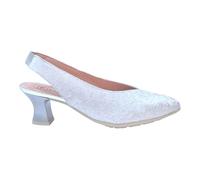 PITILLOS Zapato de Tacón Mujer - Zapato de Piel Plateado con Detalles - Zapato para Ceremonia sin Cierre - Tacón Medio y Cómodo - Elegante - Boda - Evento - Modelo 11180 - 37 EU