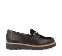 PITILLOS - Zapato mocasín de Piel,Adornado con eslabón,sin Cordones,Suela de Goma,cuña,Ante,Nobuk para: Mujer Color: Negro Talla:38