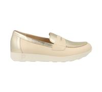PITILLOS - Zapato,mocasín de Piel,náutico Adornado con Banda,sin Cordones,Suela Blanca de Goma,Brillo,Antifaz para: Mujer Color: Crema Talla:41