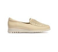 PITILLOS - Zapato mocasín de Piel,sin Cordones,Suela Blanca de Goma,Rejilla,Calado,Plantilla Extraible, para: Mujer Color: Crema Talla:37
