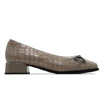 PITILLOS - Zapato para Mujer,salón con tacón Ancho de 3.5cm,Sencillo,clásico,Puntera Cuadrada,Efecto cocodrilo para: Mujer Color: Piedra Talla:36