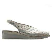 PITILLOS - Zapato Tipo Sandalia,de Pala,Cierre con Tira al Tobillo,Dedos Cubiertos,Destalonada,cuña,Piel para: Mujer Color: Oro Talla:39