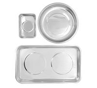 Pitlane Performance Juego de 3 bandejas magnéticas profesionales - Bandeja de tornillos de acero inoxidable, bandeja de herramientas magnética para tornillos, piezas pequeñas, taller de coche, garaje