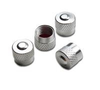 Pitlane Performance® Tapones de Válvula de Aluminio Juego de 4 Tapas para Válvula Schrader Compatibles con Coche, SUV, Moto y Bicicleta; Protección Duradera para Válvulas de Rueda (Plata, Racing)
