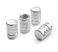 Pitlane Performance® Tapones de Válvula de Aluminio Juego de 4 Tapas para Válvula Schrader Compatibles con Coche, SUV, Moto y Bicicleta; Protección Duradera para Válvulas de Rueda (Plata, Comfort)