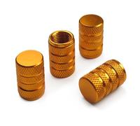 Pitlane Performance® Tapones de Válvula de Aluminio Juego de 4 Tapas para Válvula Schrader Compatibles con Coche, SUV, Moto y Bicicleta; Protección Duradera para Válvulas de Rueda (Dorado, Comfort)