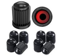 Pitlane Performance® Tapones de válvula - Pack de 10 | Tapas para válvulas de neumáticos compatibles con válvulas Schrader | para Coche, SUV, Moto, Bici, Caravana y más (Negro)