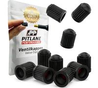 Pitlane Performance® Tapones de válvula - Pack de 10 | Tapas para válvulas de neumáticos compatibles con válvulas Schrader | para Coche, SUV, Moto, Bici, Caravana y más (Negro)