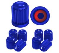 Pitlane Performance® Tapones de válvula - Pack de 10 | Tapas para válvulas de neumáticos compatibles con válvulas Schrader | para Coche, SUV, Moto, Bici, Caravana y más (Azul)