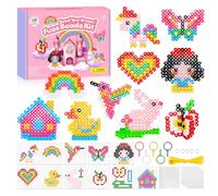 PITMT 10mm Cuentas para Planchar, 1050 Piezas XL Fuse Beads 9 Colores con Plantilla de Planchado, 11 Patrones 3 Papeles para Planchar 5 llaveros y Accesorios para Niños Regalos de Artesanía