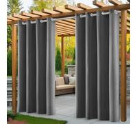 PITMT Cortinas Exterior Terraza, 2 Piezas Cortina Exterior Impermeable con Anillos, Pergola Cortinas de Exteriores para Pergolas Balcon Jardin Patio Porche(132 * 215 cm, Gris)