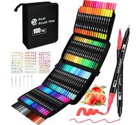 PITMT Marcadores de letras de 100 colores, bolígrafos de doble punta con funda, kit de letras para niñas, niños y adultos, marcadores de acuarela para mandalas, caligrafía, dibujo, acuarela