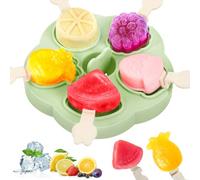 PITMT Moldes para Helados Silicona, 5 Piezas Moldes Helados sin BPA para Niños y Bebés, Mini Molde Helado Patrón de Frutas con Tapa y Palito, Reutilizable Casero Molde Helados