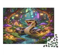 Pitón del Bosque Puzzle para Adultos Puzzle de 1000 Piezas Casas de Hongos Encantadas Relajante Concentración Hogar Regalo 70x50cm/1000pcs