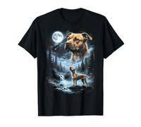 Pittie Dog Retro de Pitbull Aullando a la Luna de los 90 Camiseta