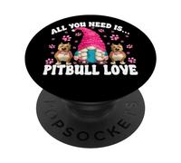 Pittie Mom GNOME Graphic All You Need Is Pitbull Love PopSockets PopGrip Adhesivo