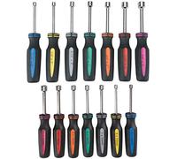 Pittsburgh Juego de 14 piezas SAE y métricas profesionales para tuercas automotrices, codificadas por colores, antideslizantes, TPR y eje hueco de 3 pulgadas