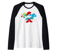 Pitufos Big Papa Pitufina Inteligente Dibujos Animados 80s 90s Retro Pose Camiseta Manga Raglan