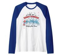 Pitufos Navidad Pitufos Navidad Village Chior Trending Festive Camiseta Manga Raglan