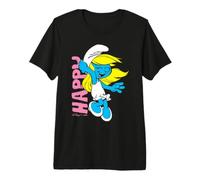 Pitufos Pitufina Feliz Sonrisa Amigos De Dibujos Animados 80s 90s Clásico Camiseta Premium