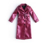 Pitycbo Abrigo para Muñeca Ropa Exterior Chaqueta Mini Trinchera Bolsillos Frontales Material Brillante Adecuado para Maqueta Exposición de Coleccionistas Juego de Rol Manualidades , Púrpura Brillante