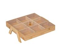 Pitycbo Bandeja para Aperitivos con Tapa de Acrílico, Bandeja para Servir Dulces, Patatas Fritas, Fruta Seca, Ideal para Picnics Al Aire Libre, Restaurantes Y, 9 Rejillas