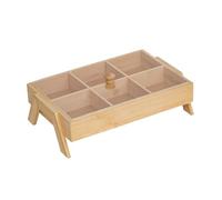 Pitycbo Bandeja para Aperitivos con Tapa de Acrílico, Bandeja para Servir Dulces, Patatas Fritas, Fruta Seca, Ideal para Picnics Al Aire Libre, Restaurantes Y, 6 Rejillas