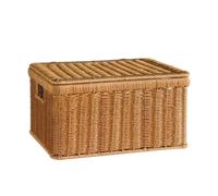 Pitycbo Caja EVA y Policarbonato Tapa Dividida Multiusos Caja Almacenamiento con Tapa Compacta Cajas Organizadoras para Cómoda, Dormitorio, Marrón Claro, 35x25x19cm
