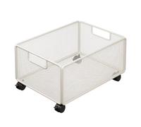 Pitycbo Carro de Almacenamiento Bajo Escritorio Organizador Multiusos Hierro con Ruedas Rejilla para y Libros Adecuado para Estudiantes Oficina, 25x38x23cm