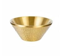 Pitycbo Cuenco de Acero Inoxidable Bol Tazón Recipiente Aislamiento de Doble Capa Que Protege las Manos y el Superficie Martillada de Estilo Moderno Forma en, Dorado, 13cm