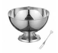 Pitycbo Cuenco de Acero Inoxidable Copa Postre Heladera Tazón Compotera con Pedestal y Tenedor Acabado Pulido y Adecuado para Gelato Sorbetes Reuniones, Plateado, Mediano 200ml