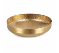 Pitycbo de Acero Inoxidable Plato Profundo Fuente Cuenco Bandeja con Textura Martillada y Acabado Pulido Antióxido Adecuado para Mesa Familiar Restaurante Formales, Dorado, 30CM