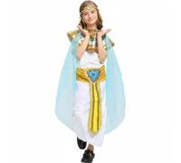 Pitycbo Disfraz Egipcio Niño Disfraz Niña Traje Faraón Vestido Princesa con Antiguos y Brazaletes en Material Cómodo Adecuado para Halloween Actividades, M, Niño Nilo
