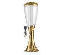 Pitycbo Dispensador de Bebidas Dispensador de Cerveza Torre de Cerveza Barril de Mesa con Grifo y Tapa Diseño de Reloj de Arena Depósito Alto Estable PC 1.5 L, Array, Oro Champán, 1.5L