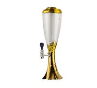 Pitycbo Dispensador de Bebidas Dispensador de Cerveza Torre de Cerveza Barril de Mesa con Grifo y Tapa Diseño de Reloj de Arena Depósito Alto Estable PC 1.5 L, Array, Oro Rico, 1.5L