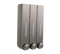 Pitycbo Dispensador de Jabón de Pared con Bomba Manual para Champú Líquido. Accesorios para Oficina Y Cafetería, Triple Gris