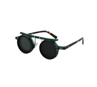 Pitycbo Gafas de Sol Polarizadas Gafas Protección Gafas Redondas Gafas Steampunk con Control Manual del Tinte y Claridad en de Agua y Carretera Adecuadas para, Verde