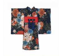 Pitycbo Kimono para Muñeca Robe Envolvente OBI Cinta Frontal Mangas Largas Amplias Falda Prolongada Tela Tejida Patronada Estilo Japonés Adecuado para Escenas , Fuegos Artificiales