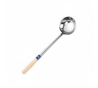 Pitycbo para Sopa de Acero Inoxidable con Forma Ampliada Acabado Brillante Aislamiento Térmico en el Mango Adecuado para Servir en Restaurantes y Hogares, 12 Liang, Mango De Madera
