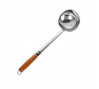 Pitycbo para Sopa de Acero Inoxidable con Forma Ampliada Acabado Brillante Aislamiento Térmico en el Mango Adecuado para Servir en Restaurantes y Hogares, 10 Liang, Mango De Madera Brillante