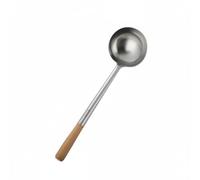 Pitycbo para Sopa de Acero Inoxidable con Forma Ampliada Acabado Brillante Aislamiento Térmico en el Mango Adecuado para Servir en Restaurantes y Hogares, 10 Liang, Mango De Madera 304