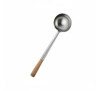 Pitycbo para Sopa de Acero Inoxidable con Forma Ampliada Acabado Brillante Aislamiento Térmico en el Mango Adecuado para Servir en Restaurantes y Hogares, 8 Liang, Mango Madera 304