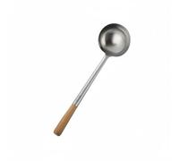 Pitycbo para Sopa de Acero Inoxidable con Forma Ampliada Acabado Brillante Aislamiento Térmico en el Mango Adecuado para Servir en Restaurantes y Hogares, 12 Liang, Mango De Madera 304