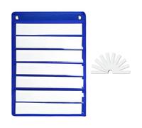 Pitycbo Pocket Chart Organizador Visual con Siete Compartimentos Y Tarjetas Reutilizables Oxford Resistente Adecuado para Profesores Familias Educación Prima, Azul