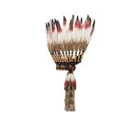 Pitycbo s de Actuación de Plumas Diadema de Plumas Penacho de Plumas Adorno con Estilo Ceremonial para Caracterización Adecuado para Escenas Dramáticas Cine, Rojo, Cuentas Rojas